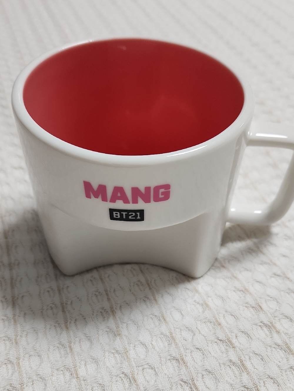 BT21 Mang White Ceramic Mug with Pink Interior